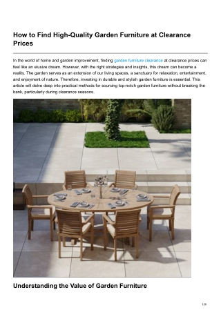 How to Find High-Quality Garden Furniture at Clearance Prices