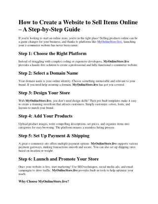 How to Create a Website to Sell Items Online