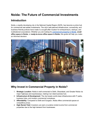 Noida: The Future of Commercial Investments