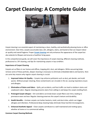 carpet cleaning a complete guide