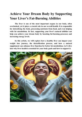 Achieve Your Dream Body by Supporting Your Liver’s Fat-Burning Abilities