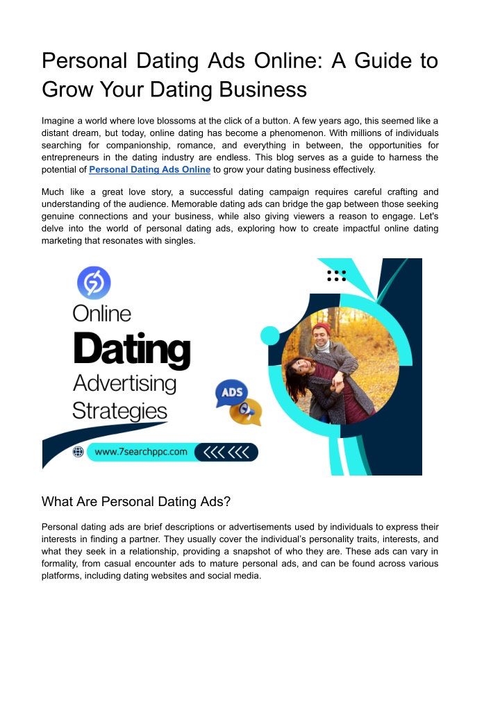 personal dating ads online a guide to grow your