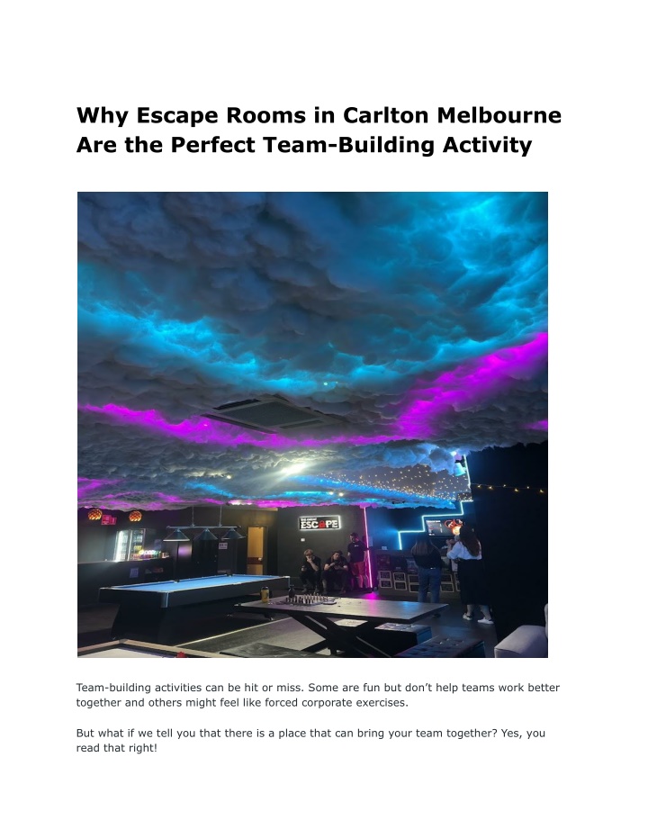 why escape rooms in carlton melbourne