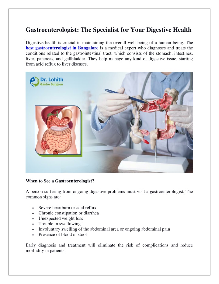 gastroenterologist the specialist for your