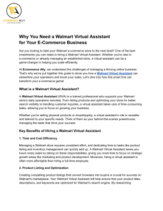 Why You Need a Walmart Virtual Assistant for Your E-Commerce Business