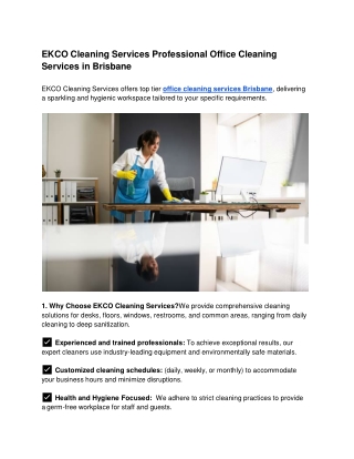 EKCO Cleaning Services Professional Office Cleaning Services in Brisbane