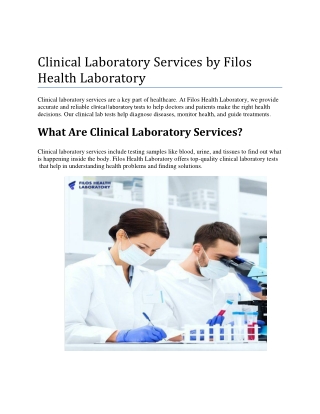 Clinical Laboratory Services by Filos Health Laboratory