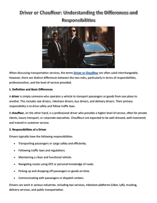 driver or chauffeur understanding the differences