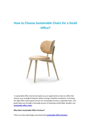 How to Choose Sustainable Chairs for a Small Office