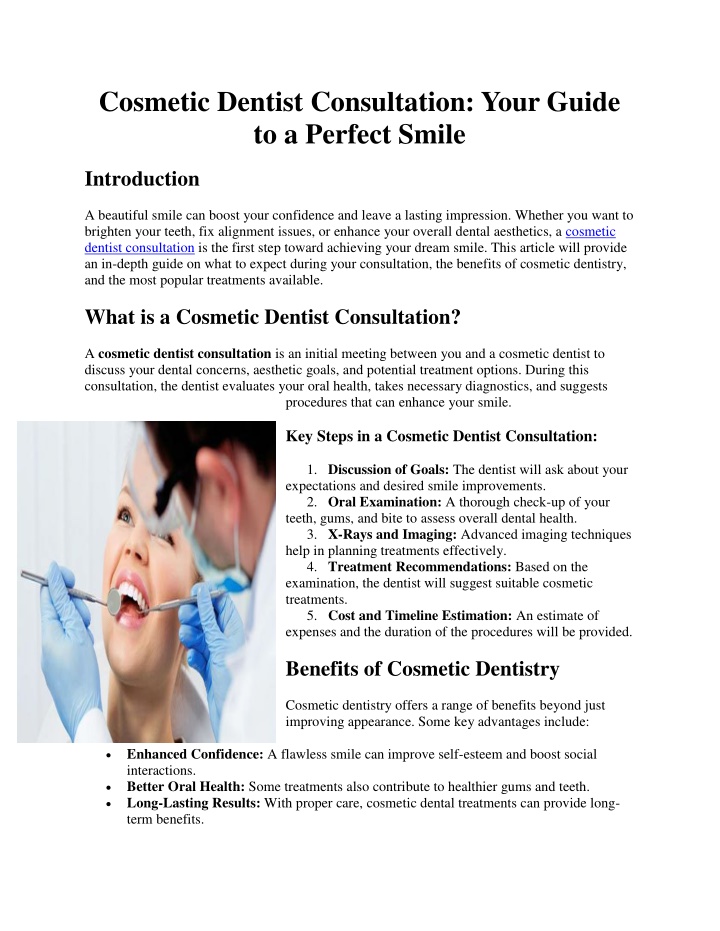 cosmetic dentist consultation your guide