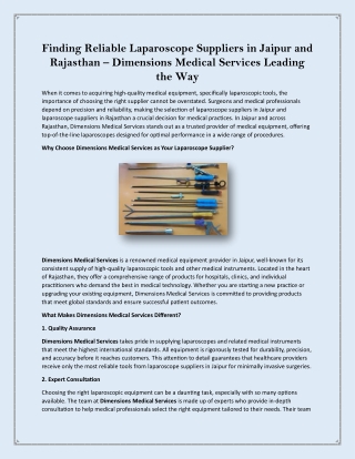 finding reliable laparoscope suppliers in jaipur