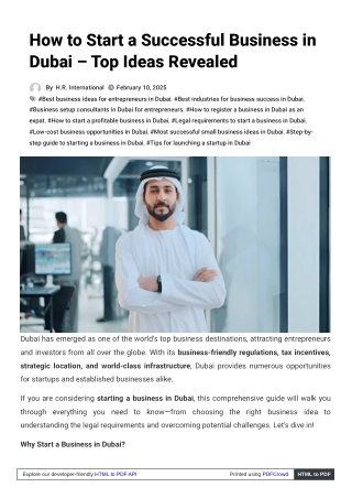 How to Start a Successful Business in Dubai – Top Ideas Revealed