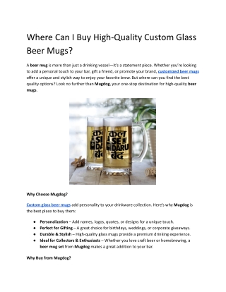 Where Can I Buy High-Quality Custom Glass Beer Mugs