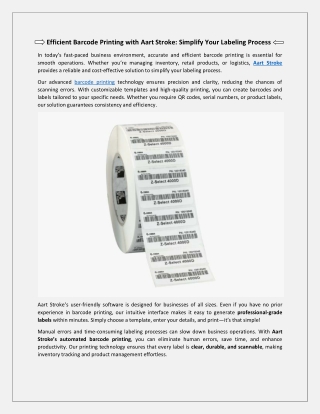 Efficient Barcode Printing with Aart Stroke: Simplify Your Labeling Process