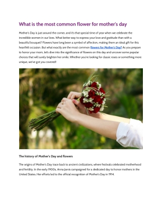 What is the most common flower for mother's day