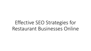 Effective SEO Strategies for Restaurant Businesses Online