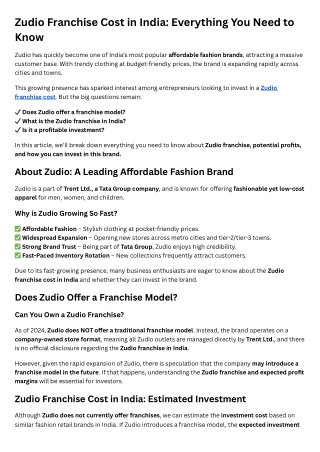 zudio franchise cost in india everything you need