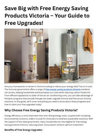 free energy saving products victoria