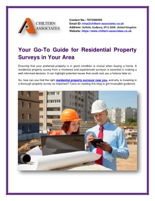Your Go-To Guide for Residential Property Surveys in Your Area
