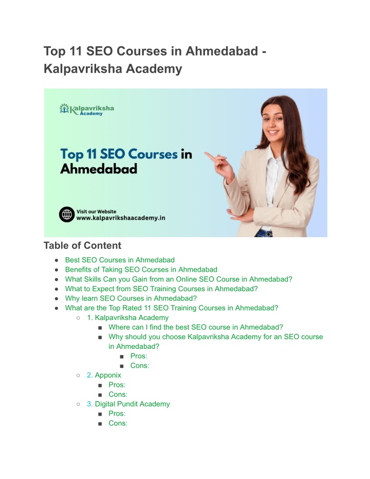 top 11 seo courses in ahmedabad kalpavriksha