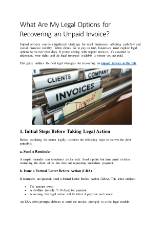 What Are My Legal Options for Recovering an Unpaid Invoice