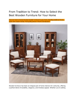 From Tradition to Trend - How to Select the Best Wooden Furniture for Your Home