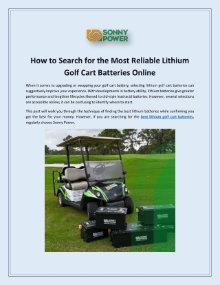 How to Search for the Most Reliable Lithium Golf Cart Batteries Online