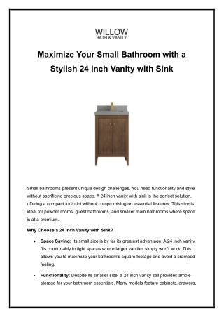 Maximize Your Small Bathroom with a Stylish 24 Inch Vanity with Sink