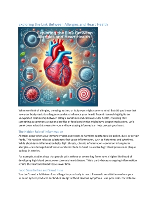 Exploring the Link Between Allergies and Heart Health