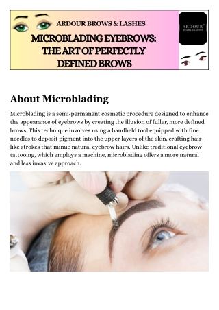 Microblading Eyebrows:  The Art of Perfectly  Defined Brows