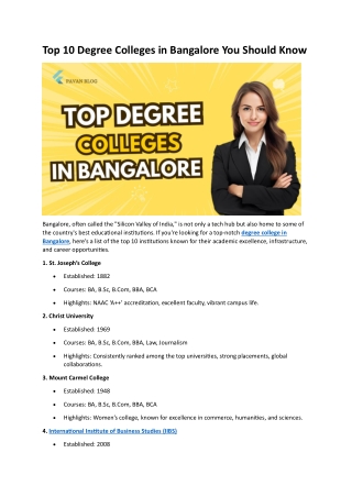 top 10 degree colleges in bangalore you should