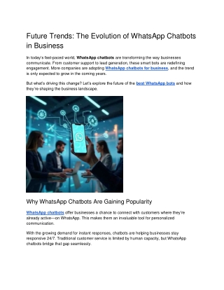 Future Trends: The Evolution of WhatsApp Chatbots in Business