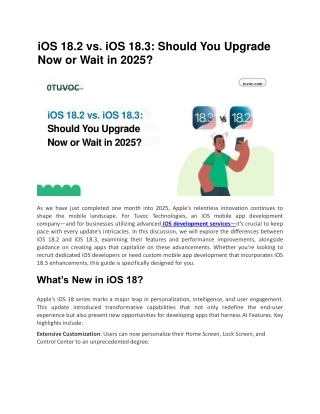 iOS 18.2 vs. iOS 18.3: Should You Upgrade Now or Wait in 2025?
