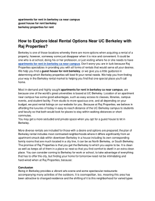 How to Explore Ideal Rental Options Near UC Berkeley with Raj Properties_