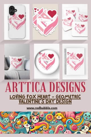 Loving Fox Heart - Geometric Valentines Day Design
