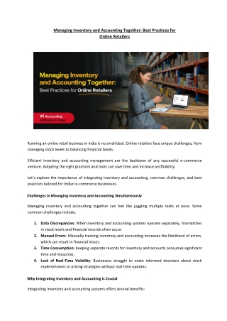 Managing Inventory and Accounting Together: Best Practices for Online Retailers