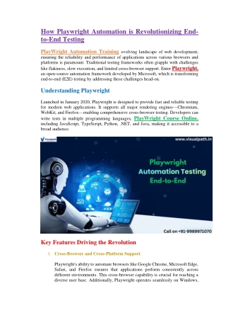 PlayWright Automation Online Training - PlayWright Training