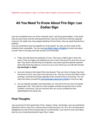 All You Need To Know About Fire Sign: Leo Zodiac Sign