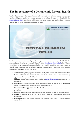 Dental Clinic in Delhi - Advance Dental Clinic