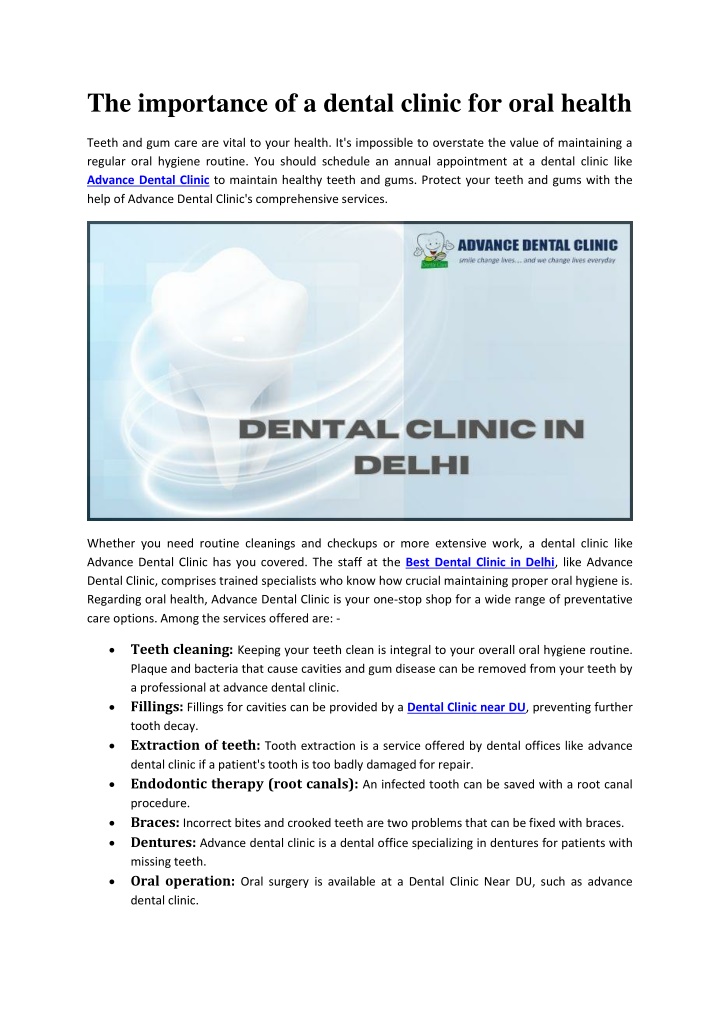 the importance of a dental clinic for oral health