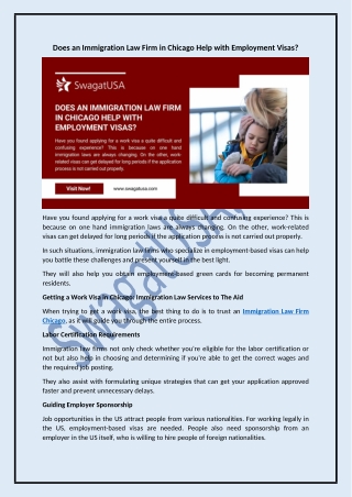 Does an Immigration Law Firm in Chicago Help with Employment Visas?0