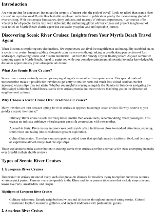Discovering Scenic River Cruises: Insights from Your Myrtle Beach Travel Agent