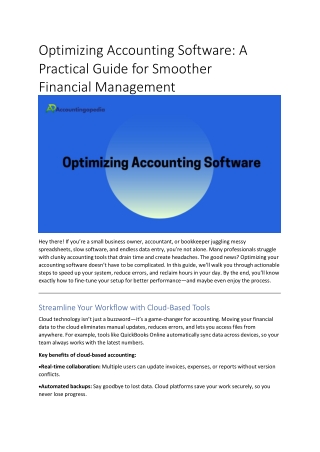 optimizing accounting software a practical guide