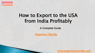 how to export to the usa from india profitably