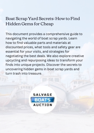 boat scrap yard secrets how to find hidden gems