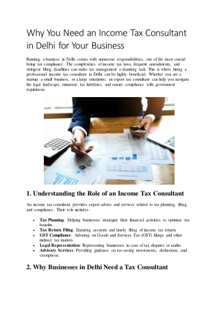 Why You Need an Income Tax Consultant in Delhi for Your Business