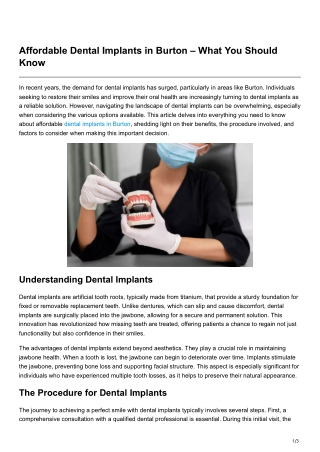 Affordable Dental Implants in Burton What You Should Know
