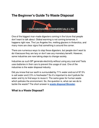 the beginner s guide to waste disposal