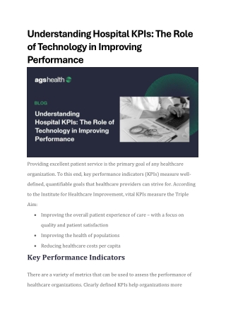 Understanding Hospital KPIs - The Role of Technology in Improving Performance