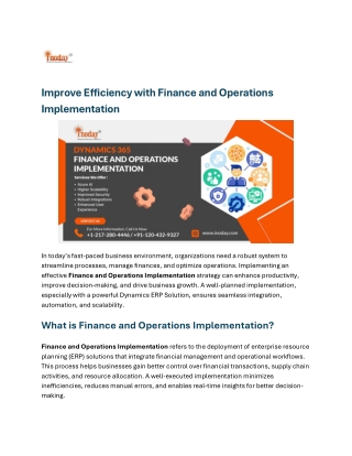 Improve Efficiency with Finance and Operations Implementation